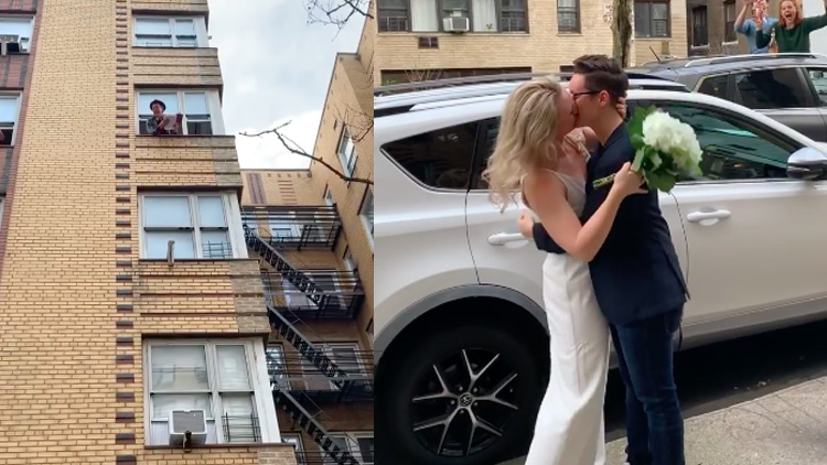 Γάμος σε δρόμο της Νέας Υόρκης λόγω της κοινωνικής αποστασιοποίησης